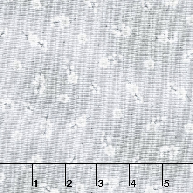 Greenery - Lily Buds Grey Yardage