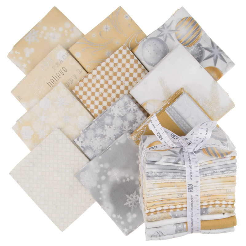Winter's Grandeur 6 Champagne Metallic Fat Quarter Bundle