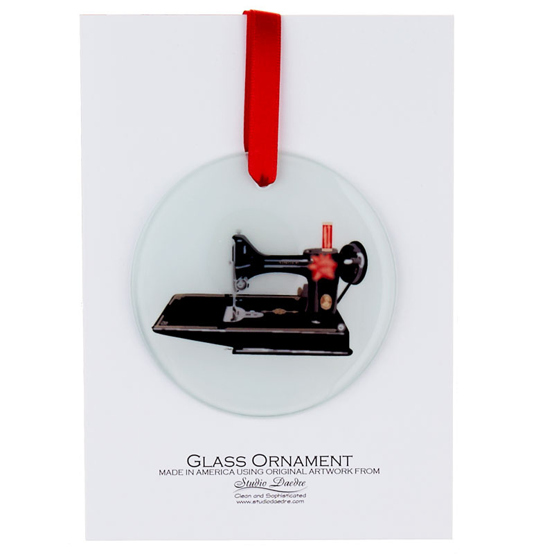 Sewing Machine Glass Ornament