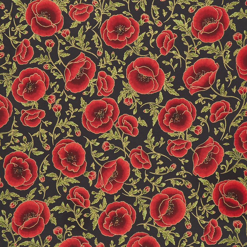 Gilded Blooms - Poppies Poppy Metallic Yardage