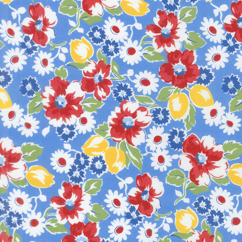 Sugar Sack - Sugar Sack Floral Blue Yardage