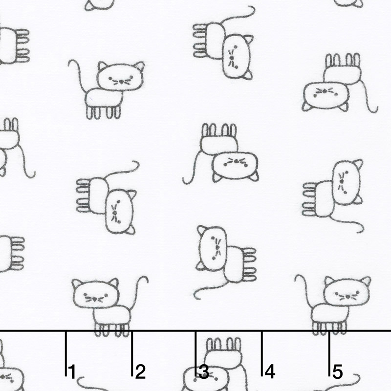 Penned Pals Flannel - Shadow Colorstory Cats White Yardage
