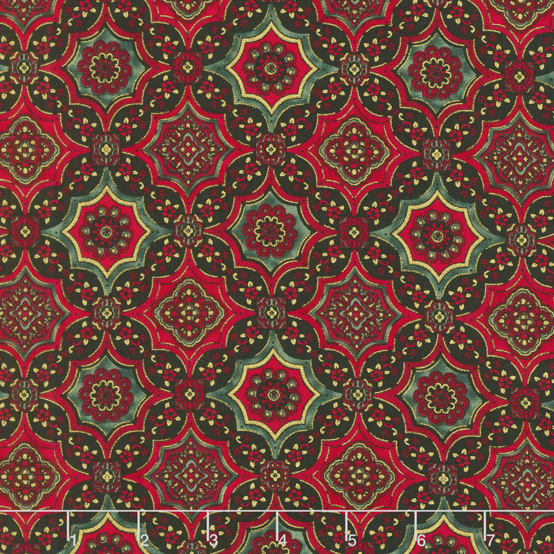 A Joyful Season - Geo Print Multi Metallic Yardage