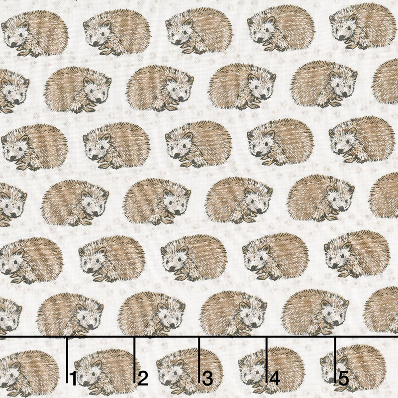 Woodland Pitter Patter - Hedgehogs Light Taupe Yardage
