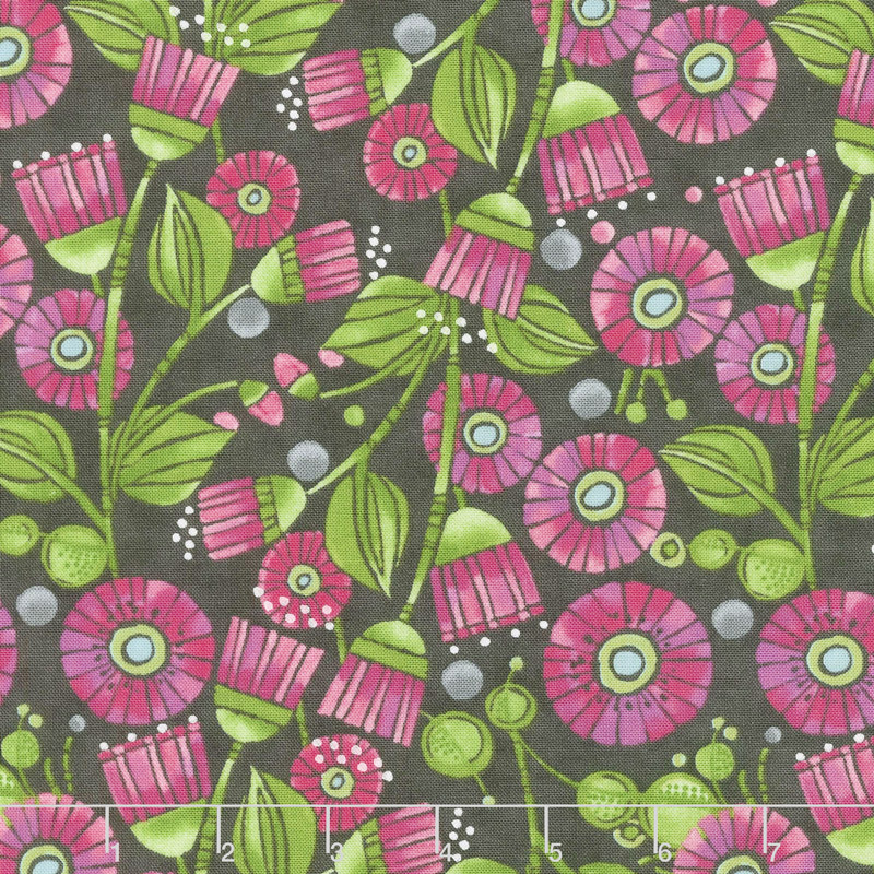 Sweet Pea & Lily - Aster Flowers Stormy Yardage