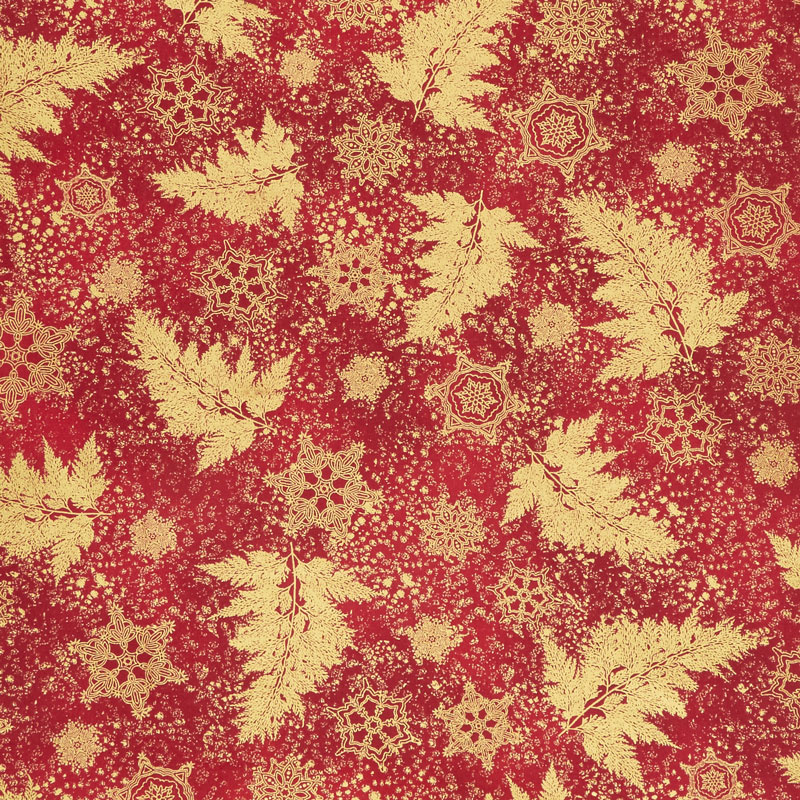 Holiday Flourish 12 - Branches Red Metallic Yardage