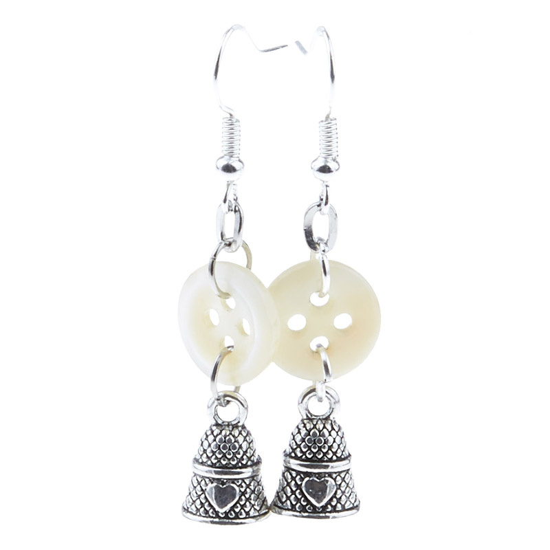 Vintage Button and Thimble Earrings Bling My Needles Bling My...