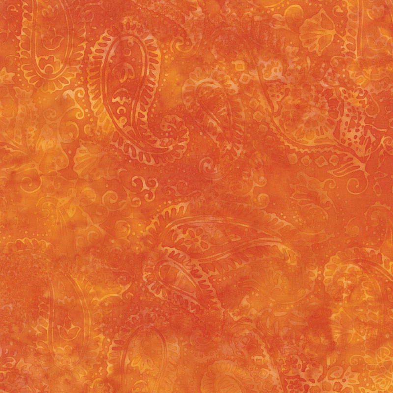 Moroccan Bazaar Batiks - Paisley Outlining Nasturtium Yardage