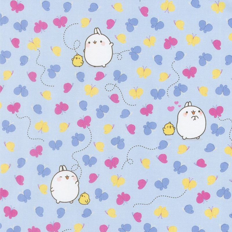 Molang - Butterflies Blue Yardage