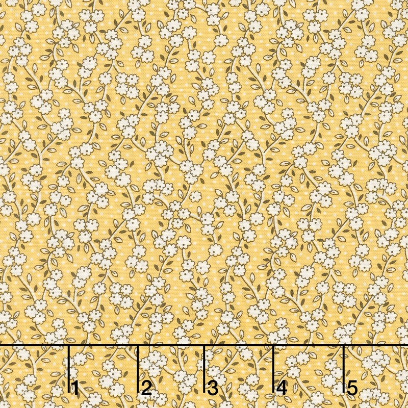 Aunt Grace's Flower Pots - Vining Flowers Yellow Yardage