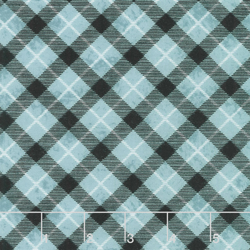 Woodland Friends - Check Teal Yardage