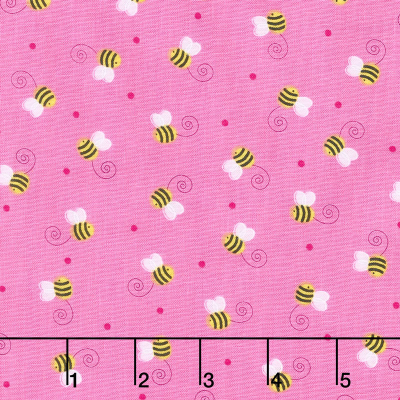 Spring Has Sprung - Buzzing Bees Pink Yardage