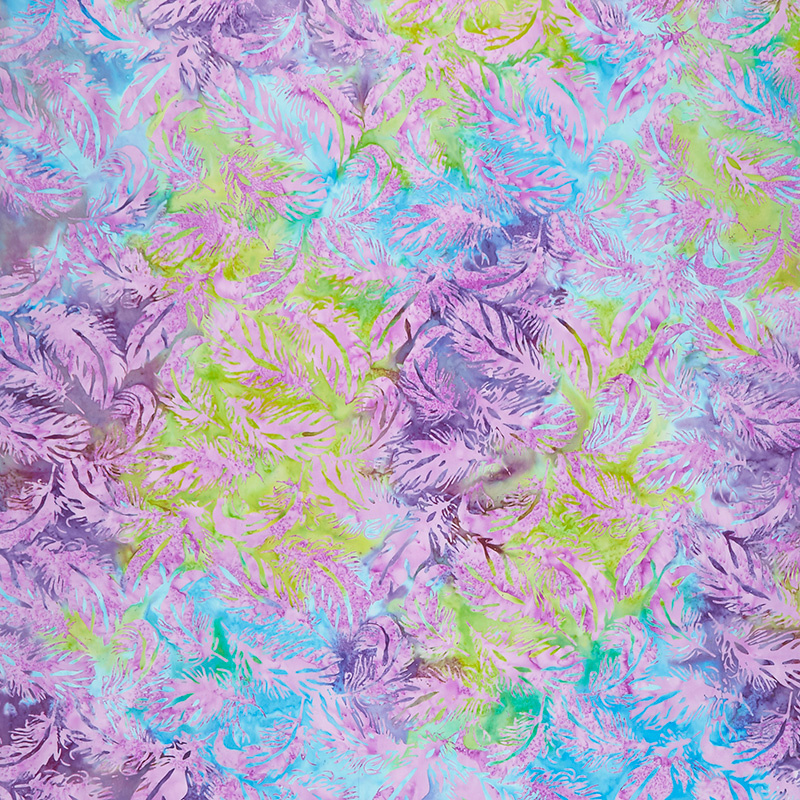 Petal Party Batiks - Tossed Feather Mardi Gras Yardage