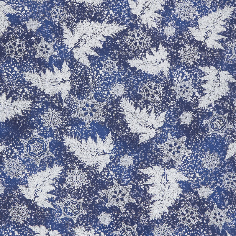 Holiday Flourish 12 - Peacock Branches Navy Metallic Yardage