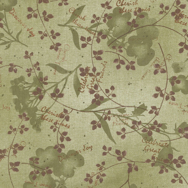 Tickled Pink - Natural Silhouette Green Yardage