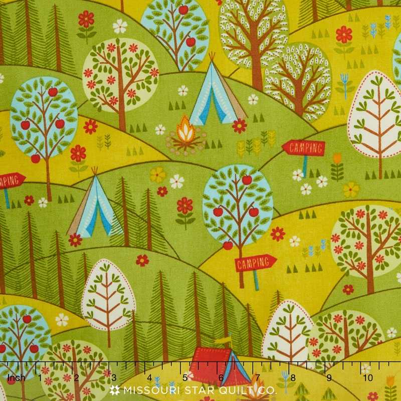 Camp Cozy - Tree Scenic Green Yardage