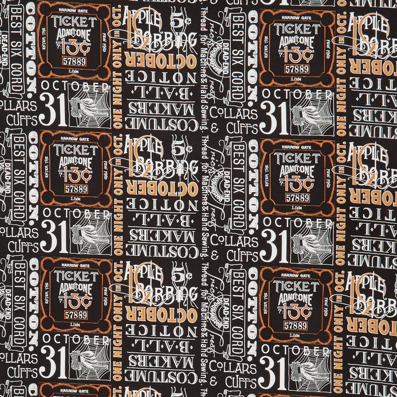 Costume Maker's Ball - Ticket Text Black Yardage