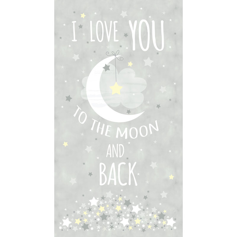 Moon and Stars - To The Moon and Back Grey Panel