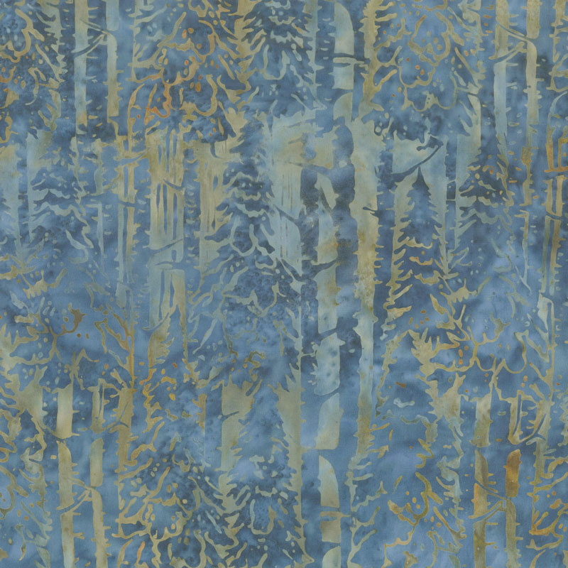 Oh Deer Batiks - Snow Trees Dark Lagoon Yardage