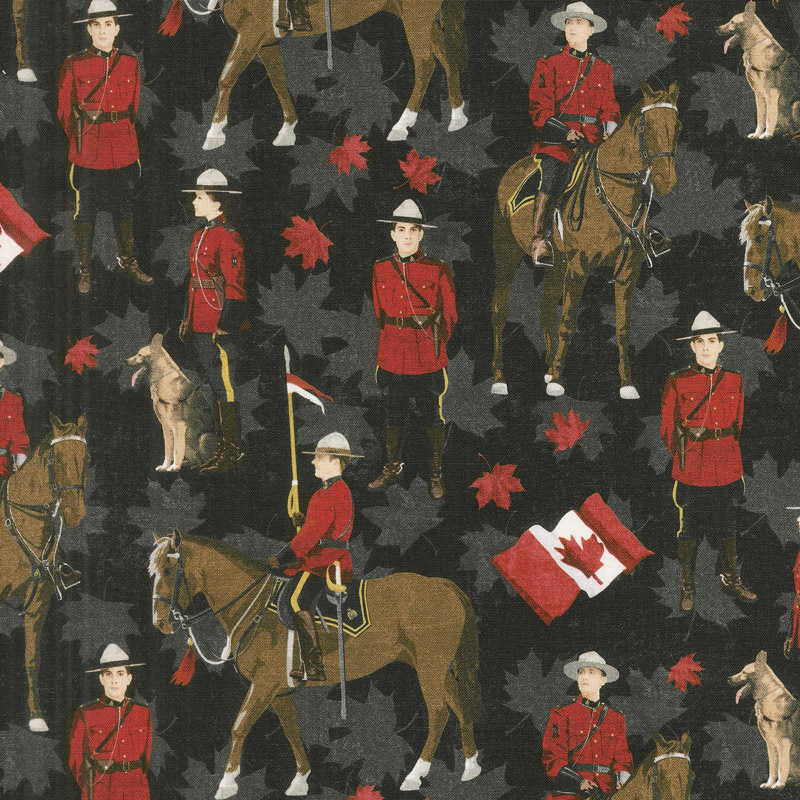 Canadian Classics - Mountie Black Digitally Printed Yardage