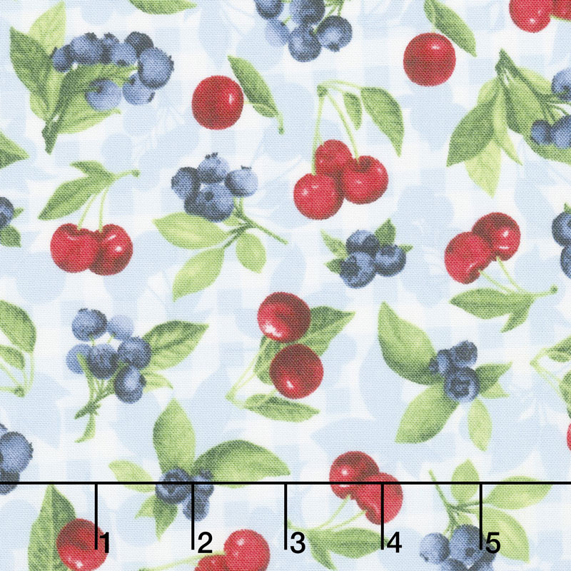 Ambrosia Farm - Cherry Berry Blue Sky Fabric Yardage