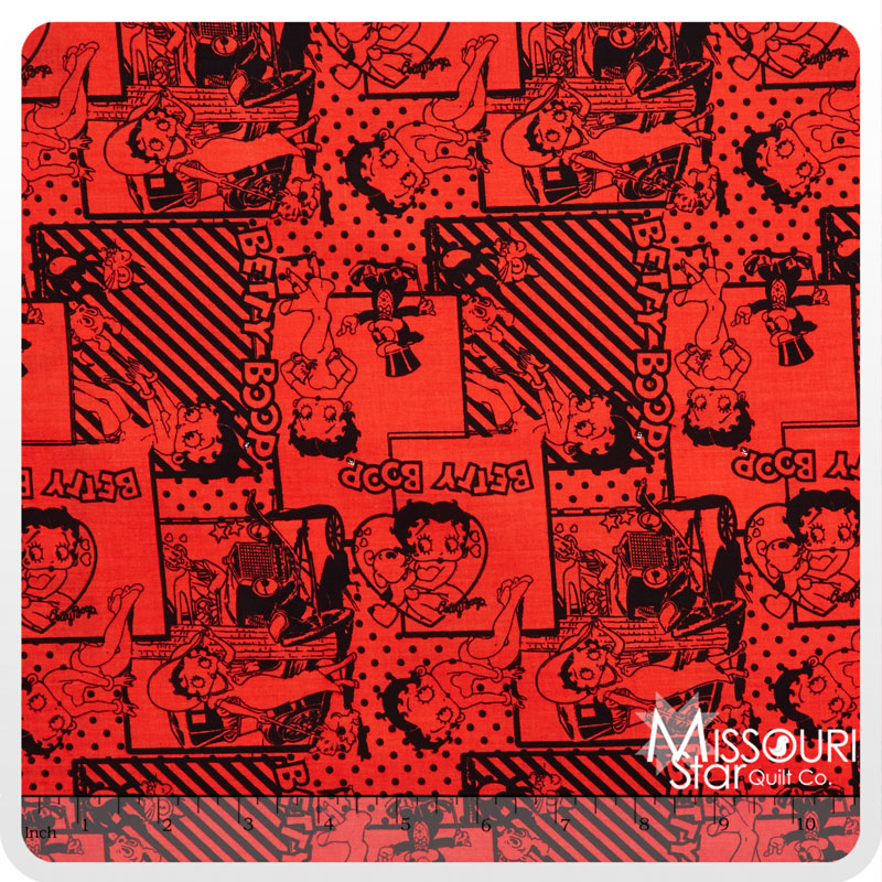 Betty Boop - Retro Scenes Red Yardage