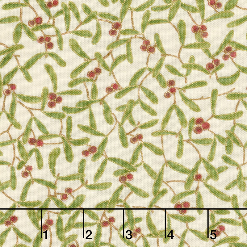 Cardinal Song Metallic - Mistletoe Ivory Yardage