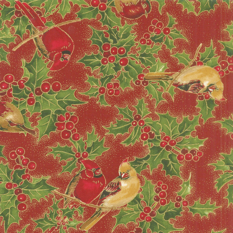 Cardinal Song Metallic - Cardinals Crimson Yardage