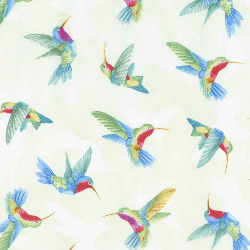 Humming Along - Hummingbirds Green Yardage
