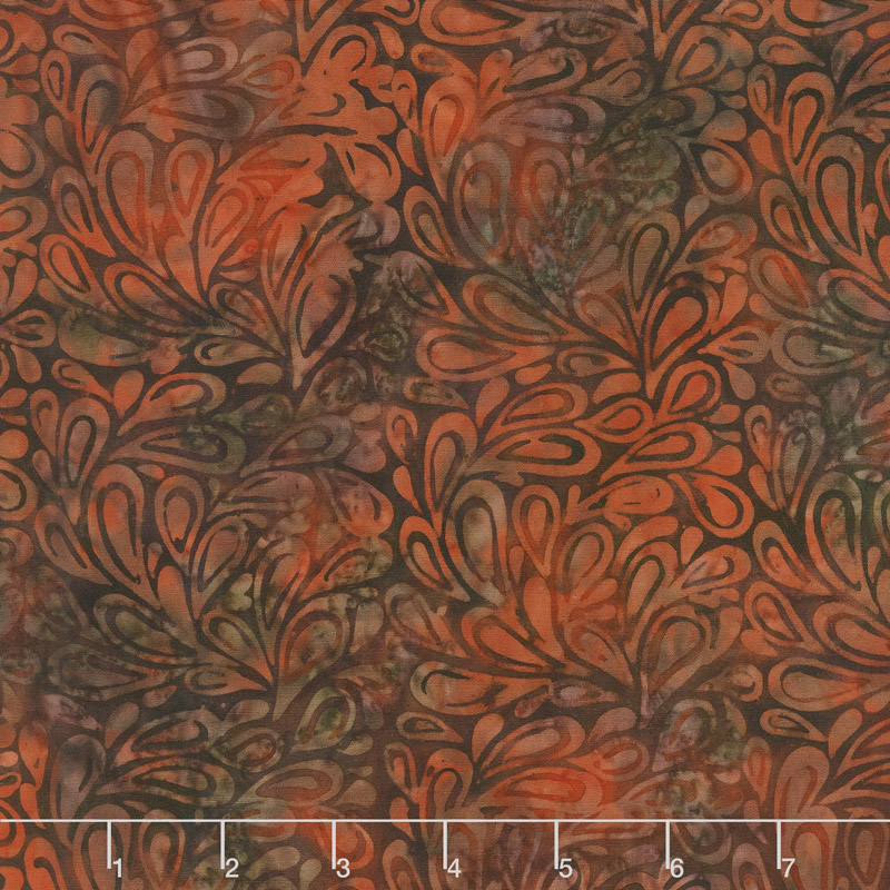 Elk Lodge Batiks - Rust Leaves Yardage