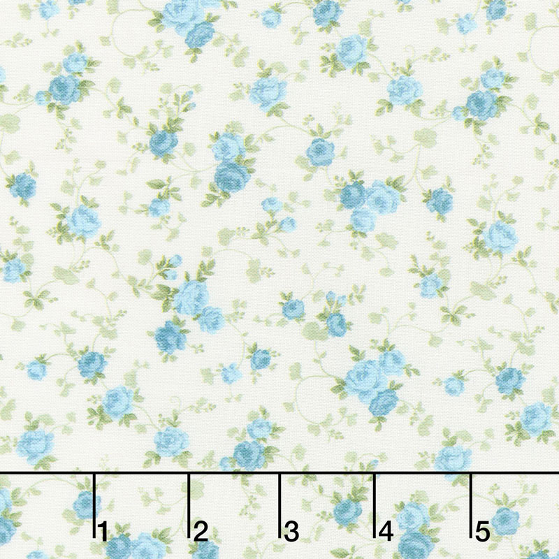 Cassandra - Tossed Flowers Sky Yardage