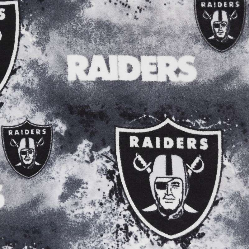 NFL Fleece - Oakland Raiders Silver/Black Yardage
