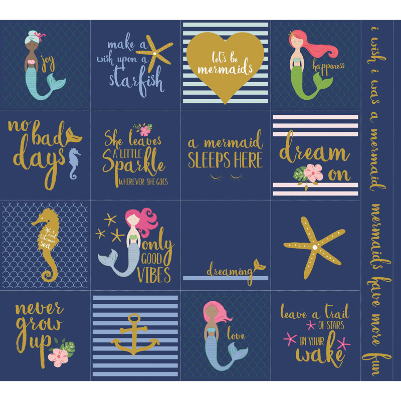 Let's Be Mermaids - Navy Sparkle Panel