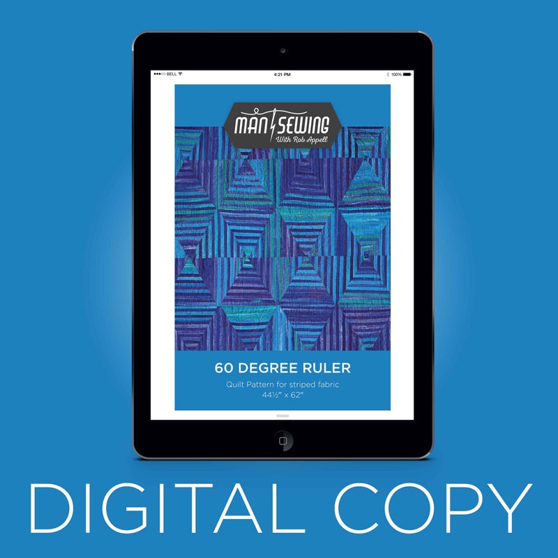 Digital Download - Man Sewing 60 Degrees Quilt Pattern by Rob Appell