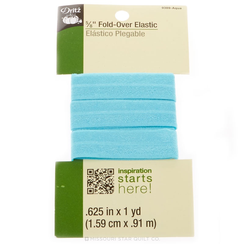 5/8" Fold Over Elastic 1yd Aqua