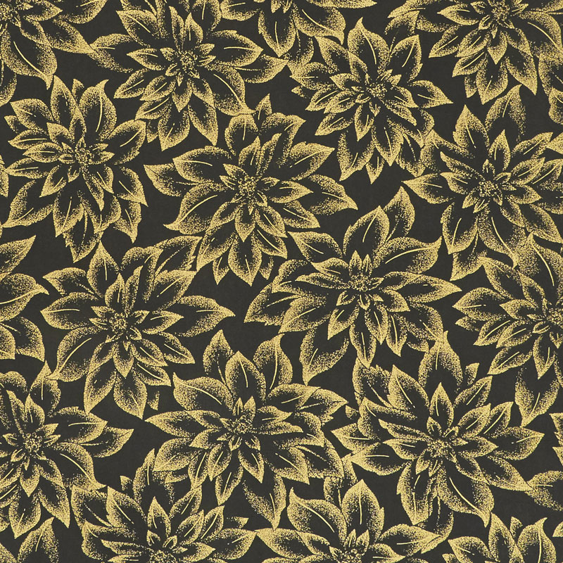Holiday Flourish 12 - Flowers Black Metallic Yardage