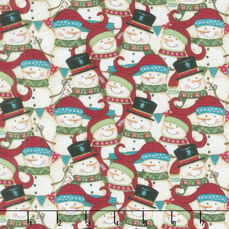 Holly Jolly Christmas - Packed Snowman Yardage