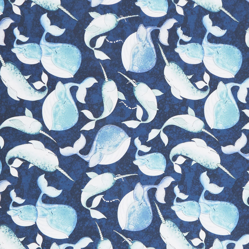 Water Wishes - Whale Allover Navy Yardage