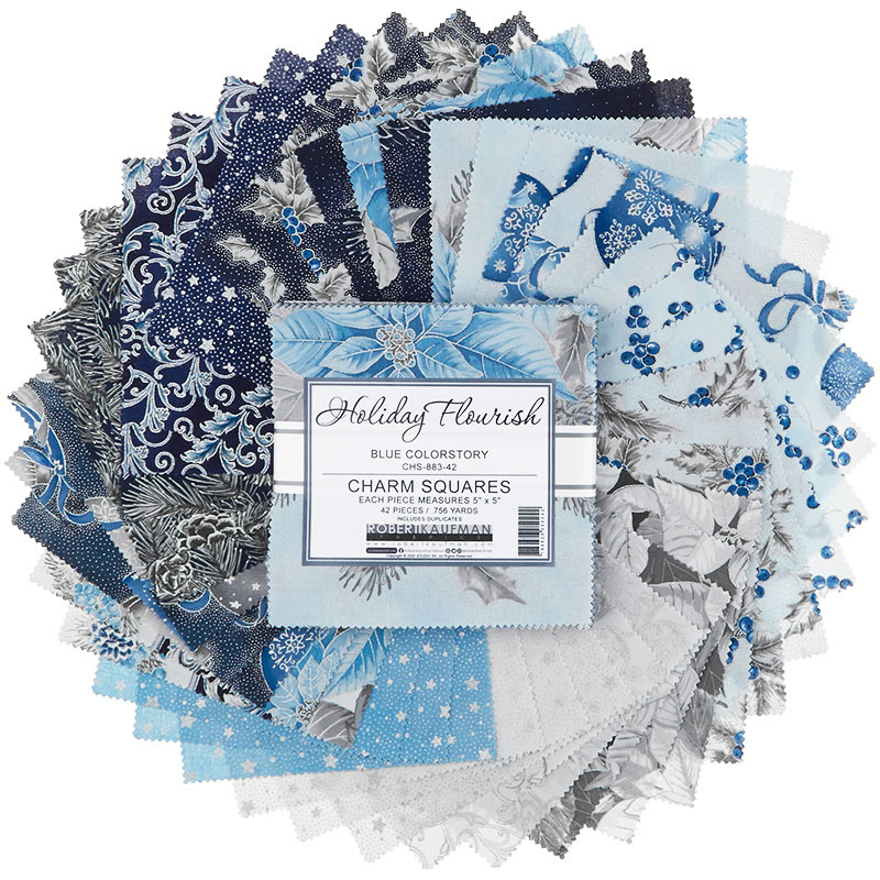 Holiday Flourish 13 Blue Metallic Charm Pack