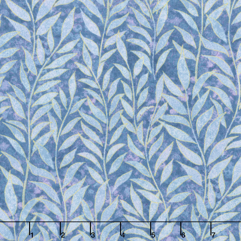 Shimmer Dragonfly Moon - Royal Garden Leaf Blender Turquoise Yardage