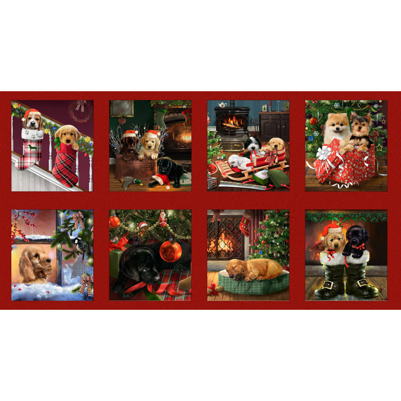 Fireside Pups - Christmas Puppies Block Multi Panel