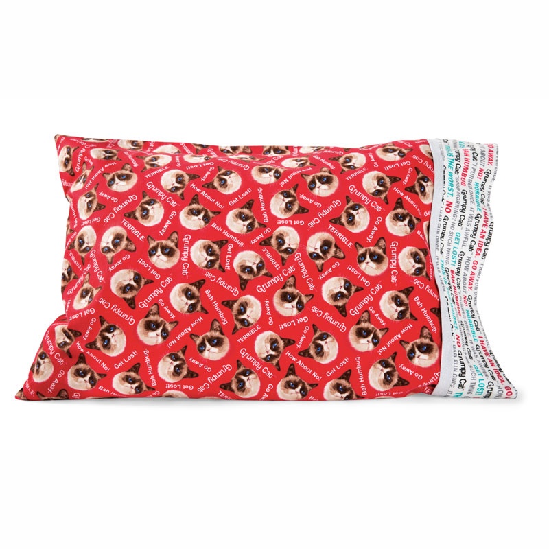 Missouri Star Grumpy Cat Easy Tube Pillowcase Kit Red Flannel