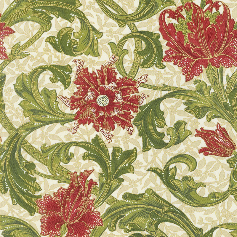 Morris Holiday 1905 - Single Stem Linen Metallic Yardage