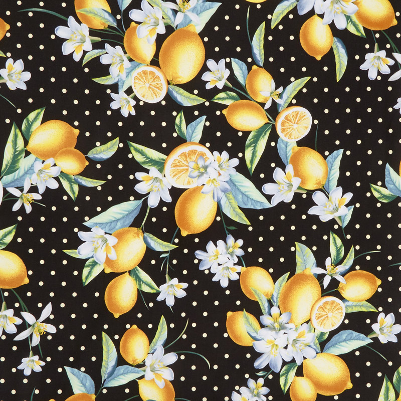 Lemon Fresh - Bouquet Black Yardage