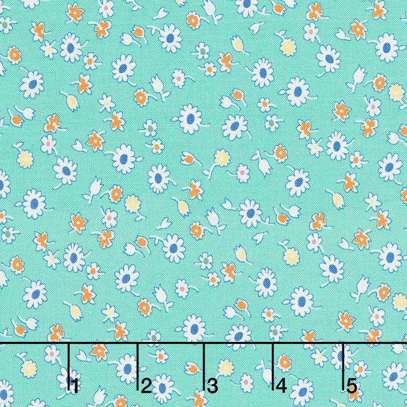 Aunt Grace's Apron - Ditsy Aqua Yardage