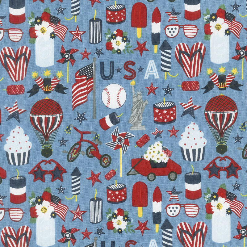 Celebrate America! - Icons Blue Yardage