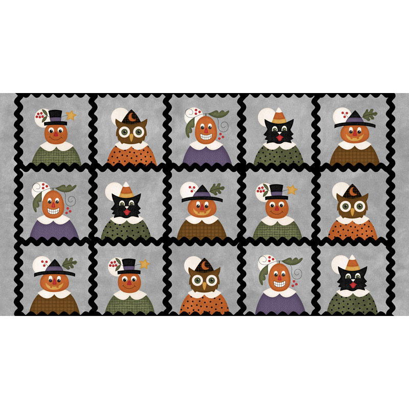 Happy Jacks & Friends - Jack & Friends Squares Gray Flannel Panel