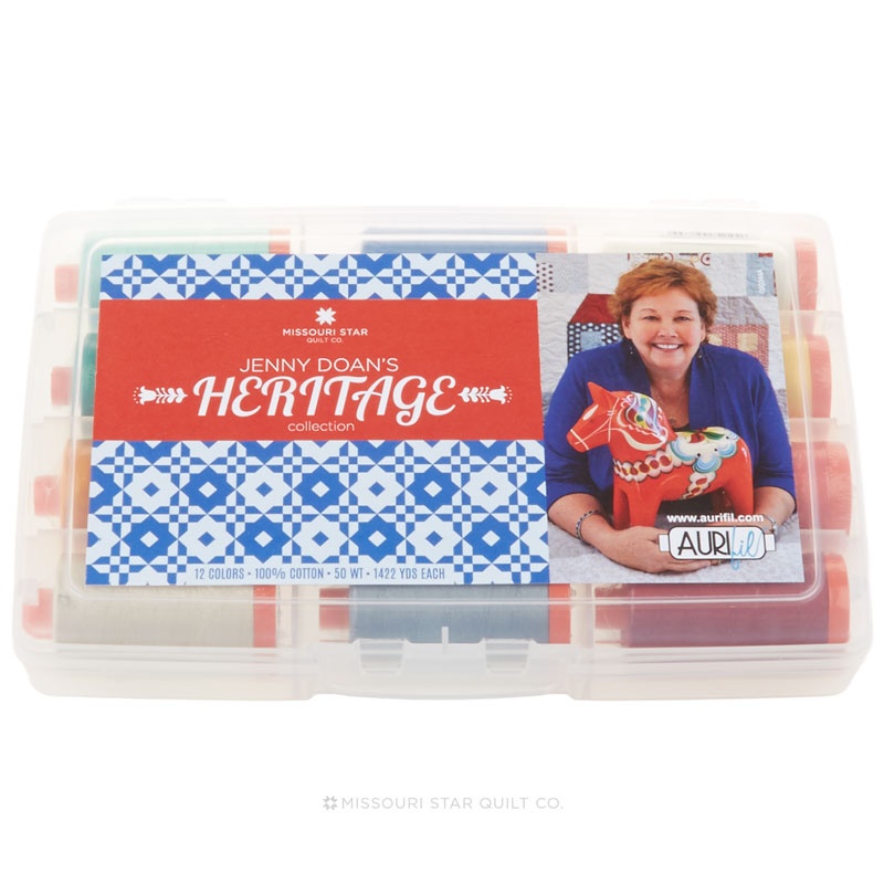 Jenny Doan's Heritage Collection - Aurifil 50 WT Cotton Mako Thread - 12 Large Spool Pack