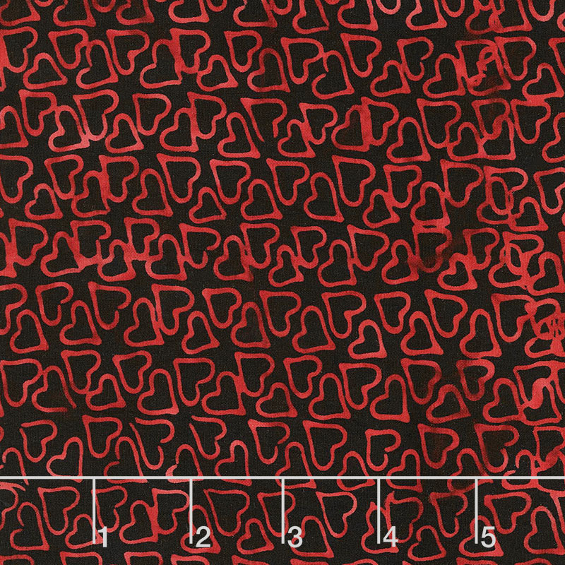 Heart to Heart Batiks - Mini Hearts Black Yardage