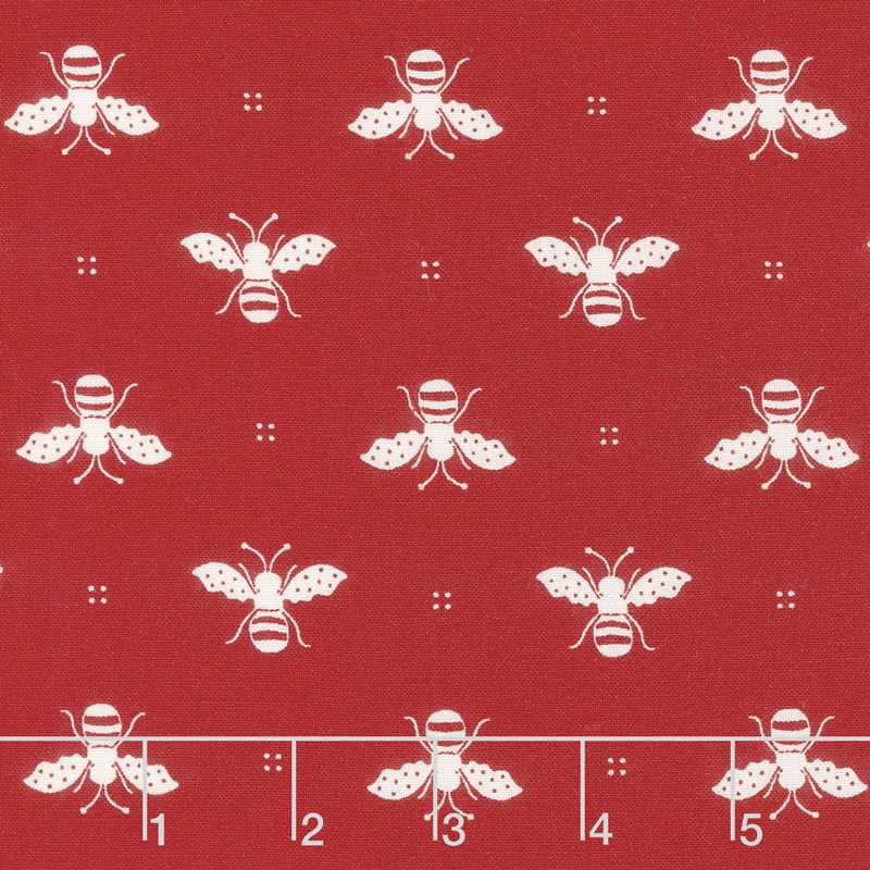 My Redwork Garden - Honey Bee Red Yardage